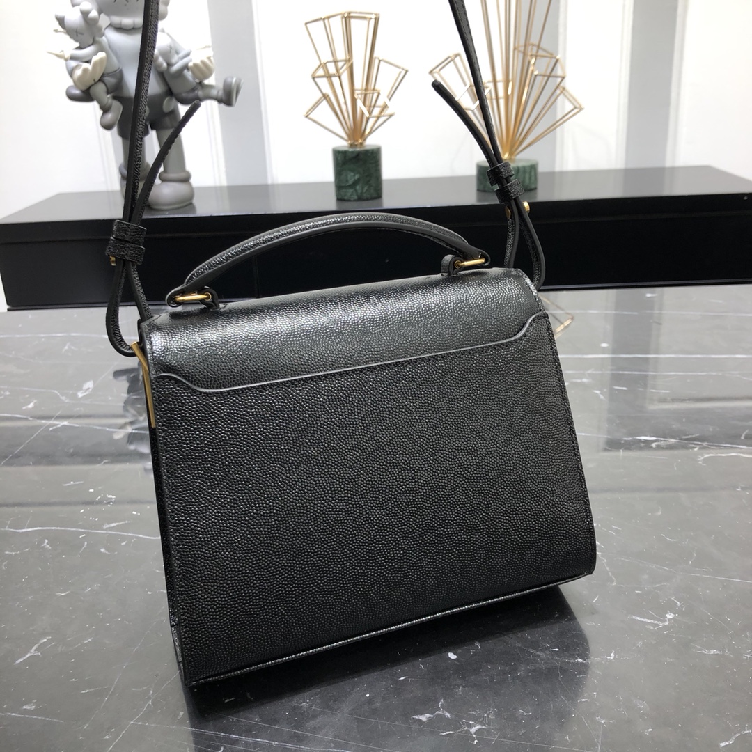 Saint Laurent Cassandera Mini Grained Embossed Calfskin Handbag Shoulder Bag Black 623930